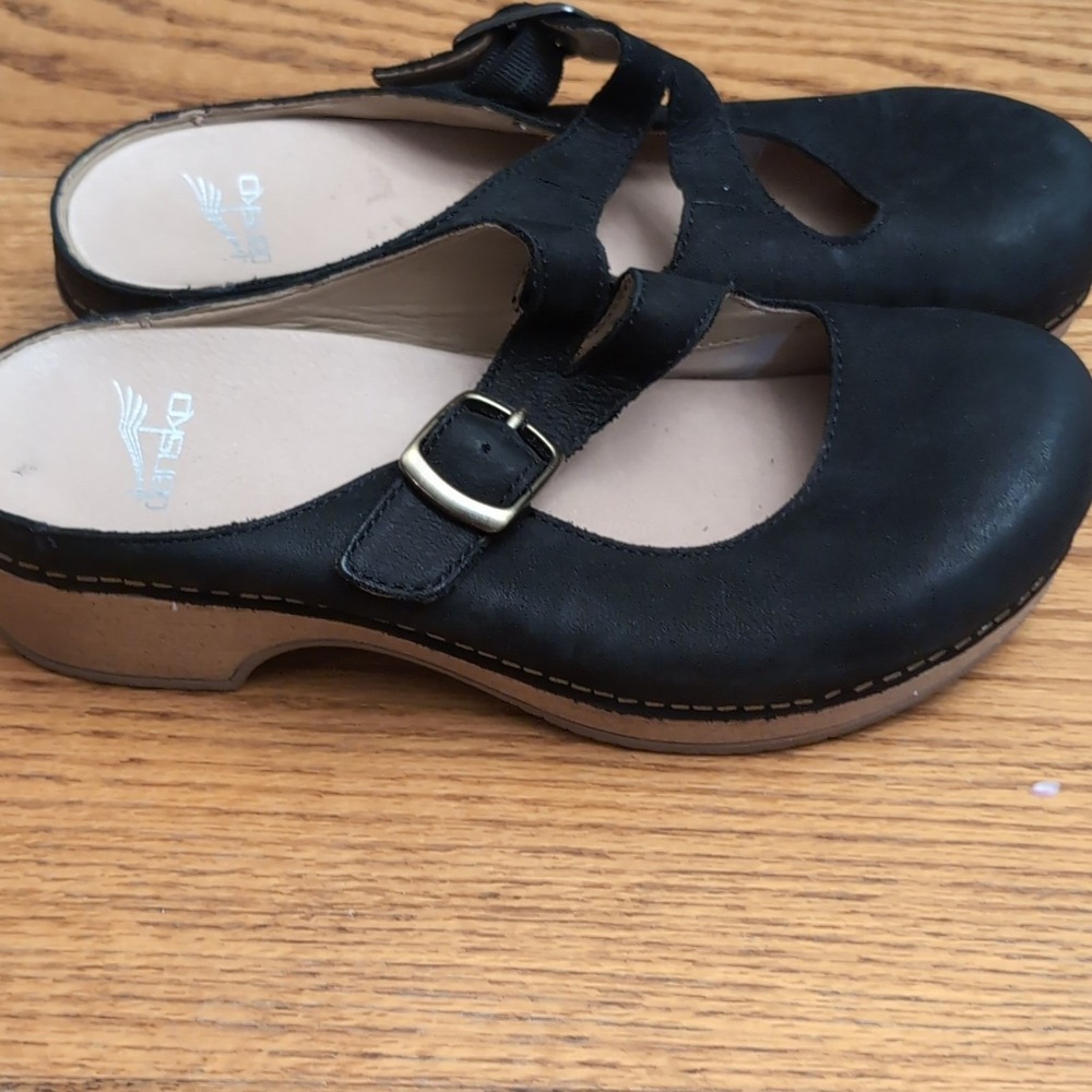 Dansko Britney Women's Black Leather Clogs EU 38 US 8 Arch Support Wedge - Picture 5 of 8